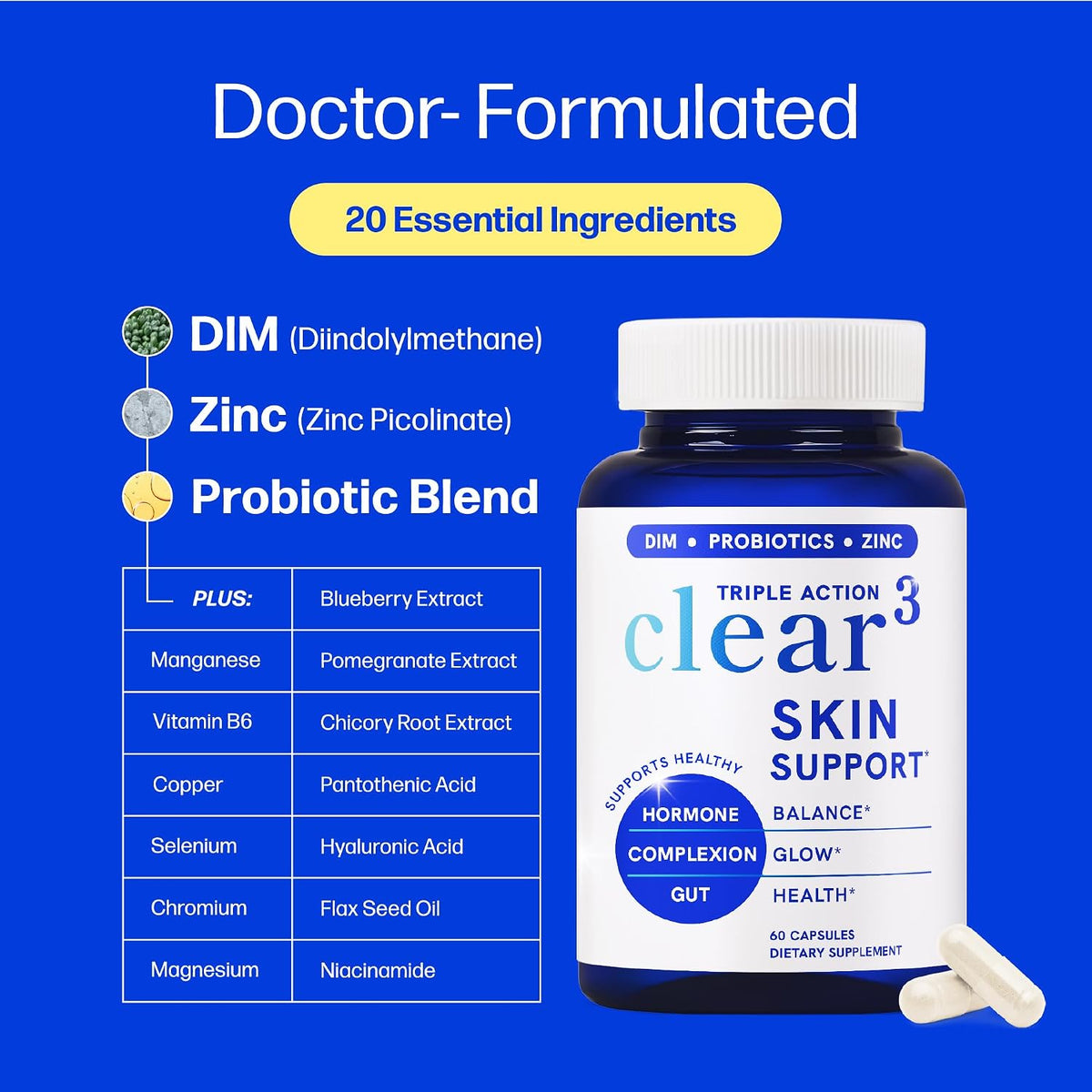 clarity³ — Triple-Action Skin Support with DIM, Probiotics & Zinc