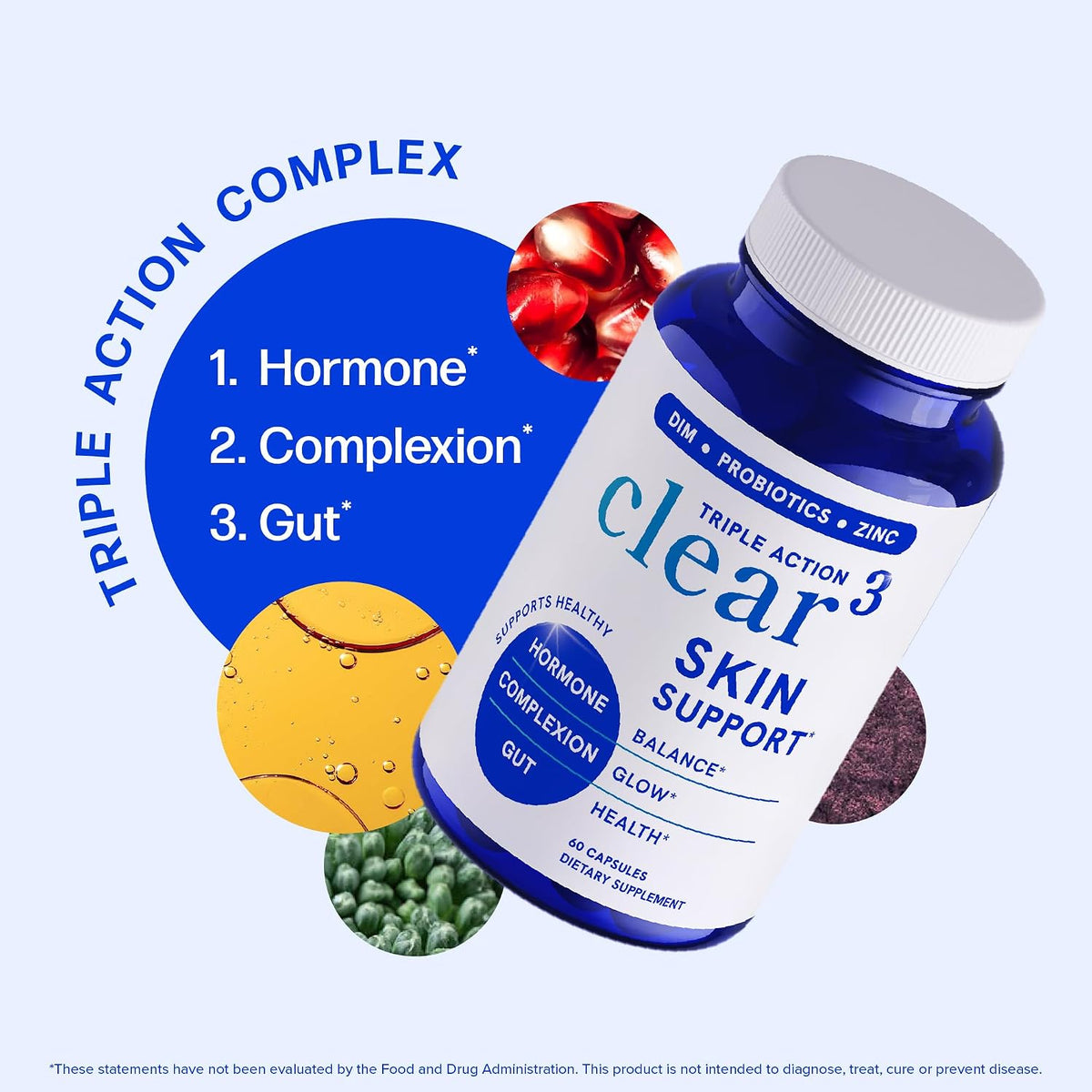 clarity³ — Triple-Action Skin Support with DIM, Probiotics & Zinc