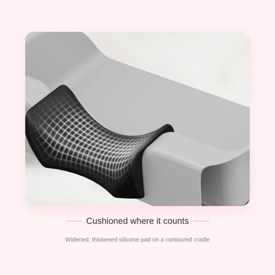 Worried it looks firm? The widened, thickened silicone pad cradles their neck so they stay comfortable.