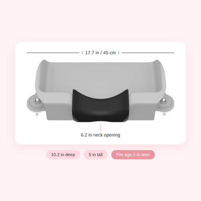 Extra-large 17.7 x 10.2 inch basin with a 6.2 inch neck opening fits toddlers, kids, and teens.