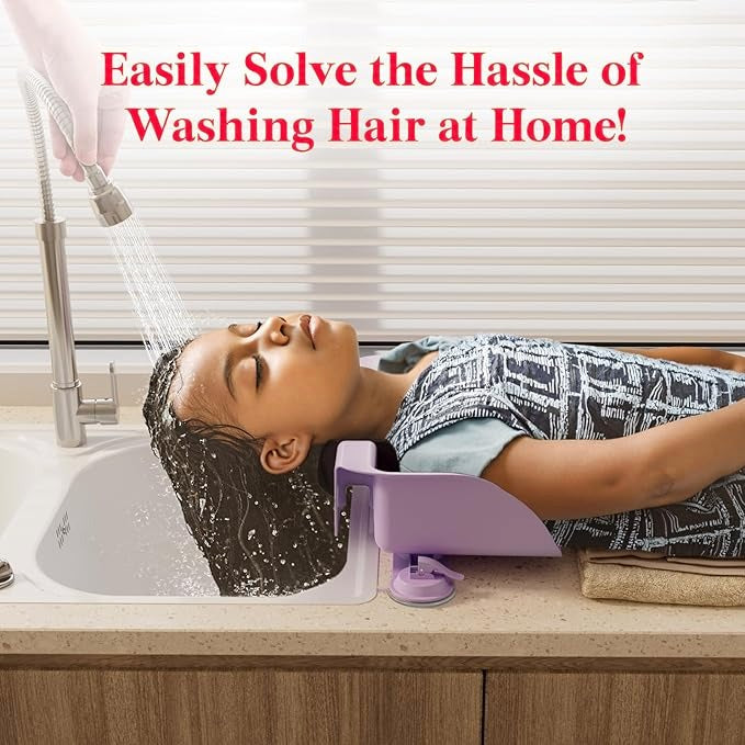 Water flows back and away from the face, so no soap-in-the-eyes meltdowns.