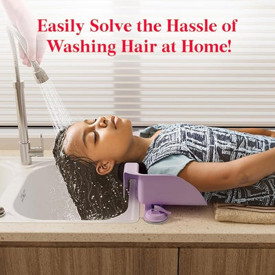 Water flows back and away from the face, so no soap-in-the-eyes meltdowns.