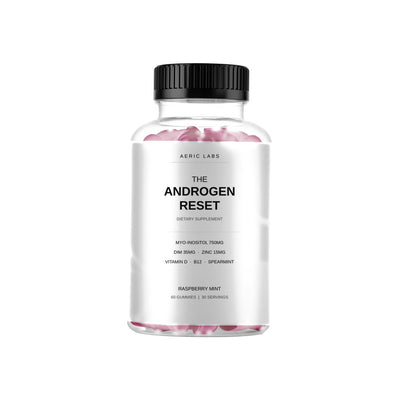 The Androgen Reset bottle, one month supply, 60 raspberry mint gummies