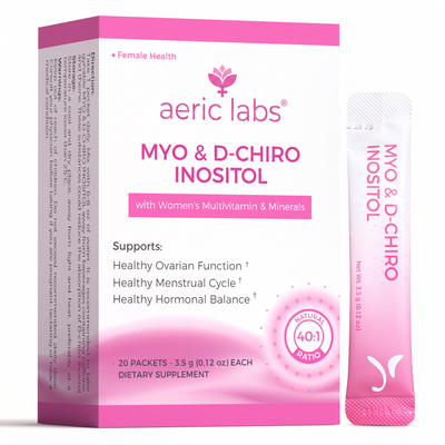 Aeric Labs Myo & D-Chiro Inositol 40:1 box and single-serve stick pack