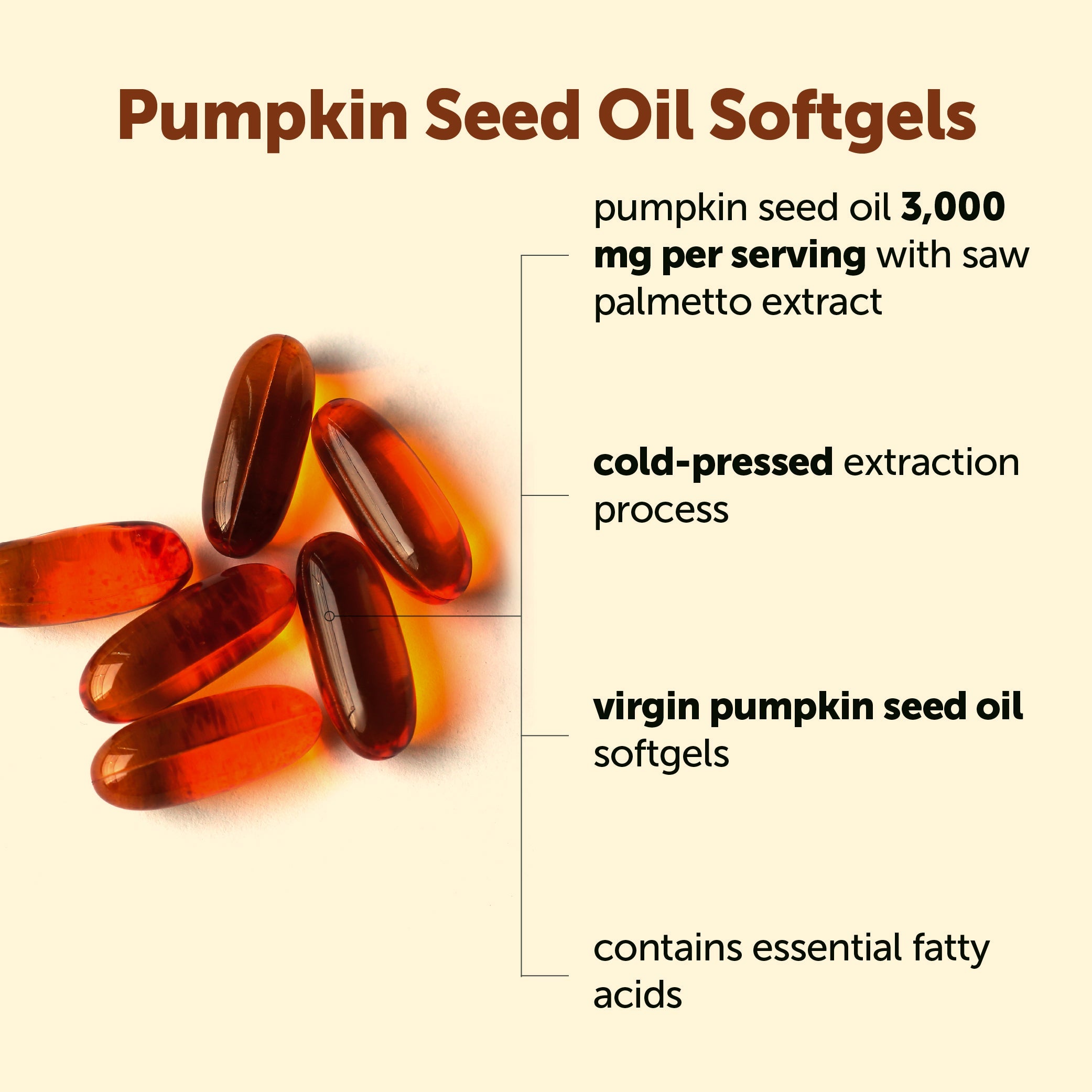 Cold-pressed pumpkin seed oil softgels